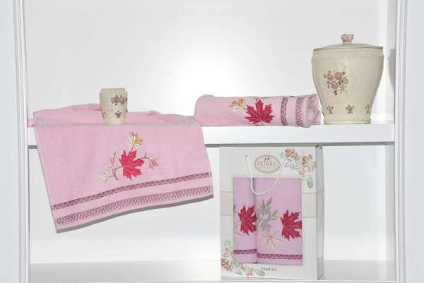 Набор полотенец "ÇINAR" (50х90+70х140), розовый